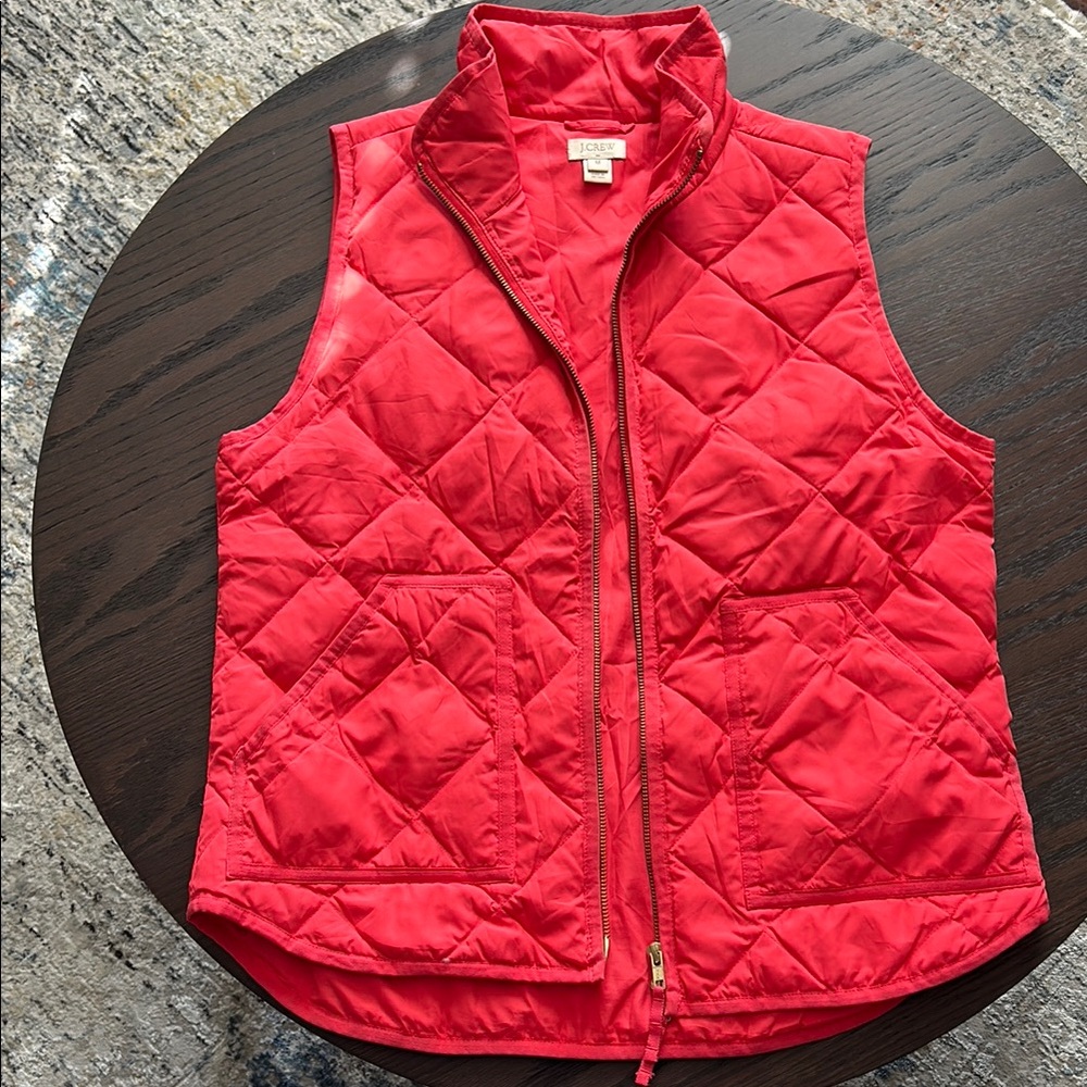 J. Crew Women's Vibrant Pink Quilted Vest